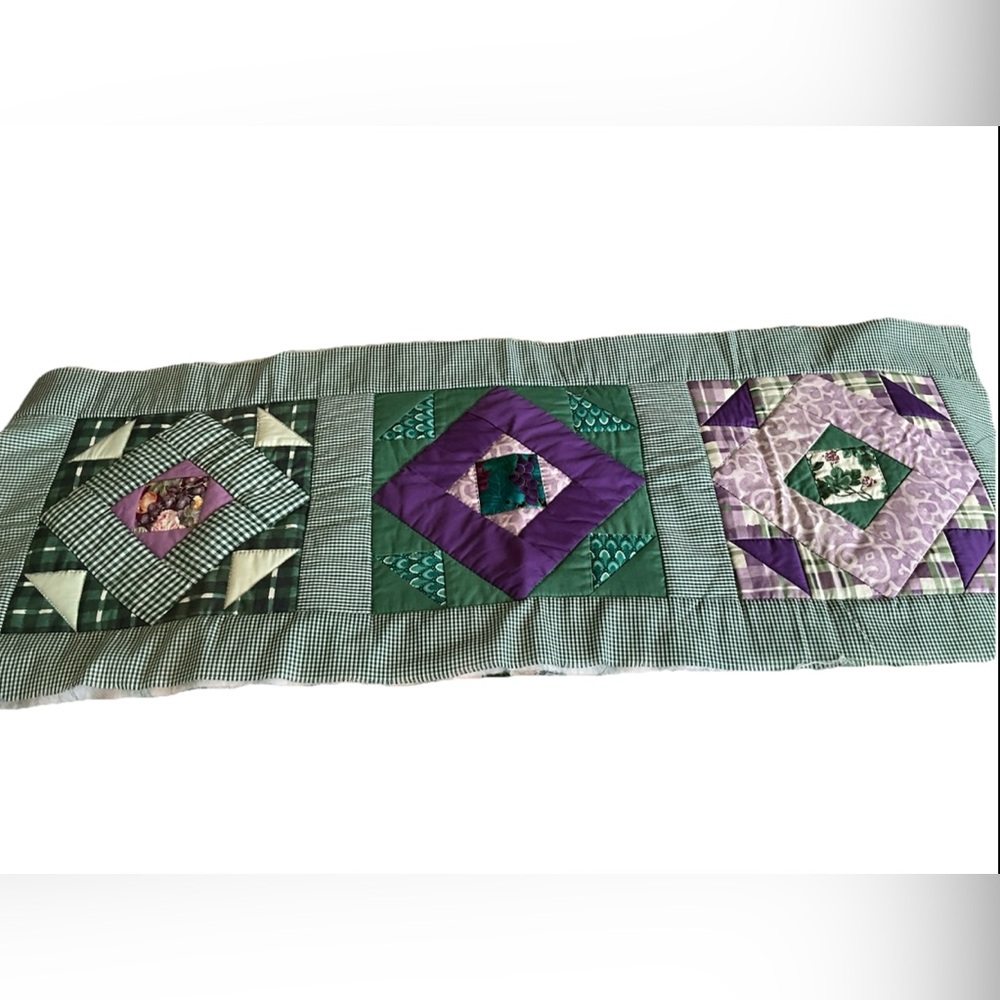 Unfinished Quilt Top Block Lot Greens Purple